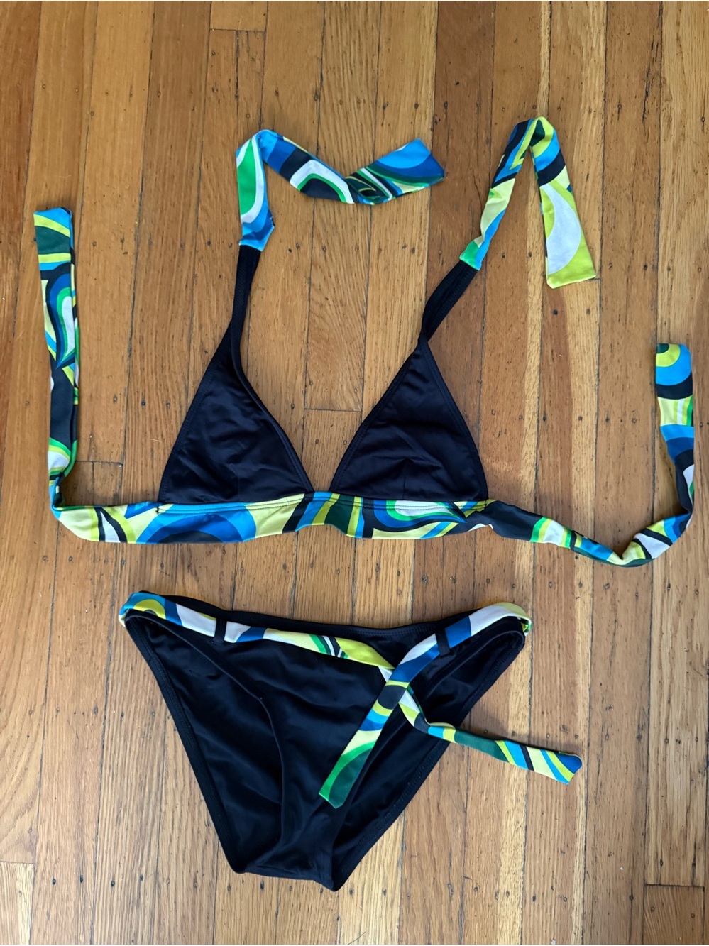 Rampage Black Bikini with Blue & Green Accent Straps